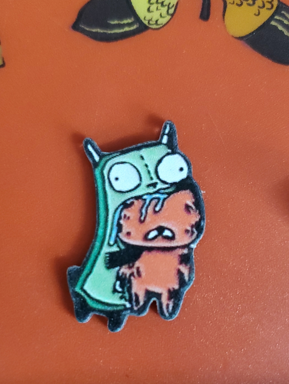Gir Acrylic Pin in Green and Orange